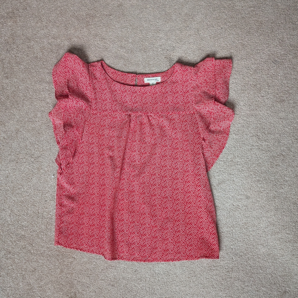 Monteau Pink Ruffle Sleeve Blouse